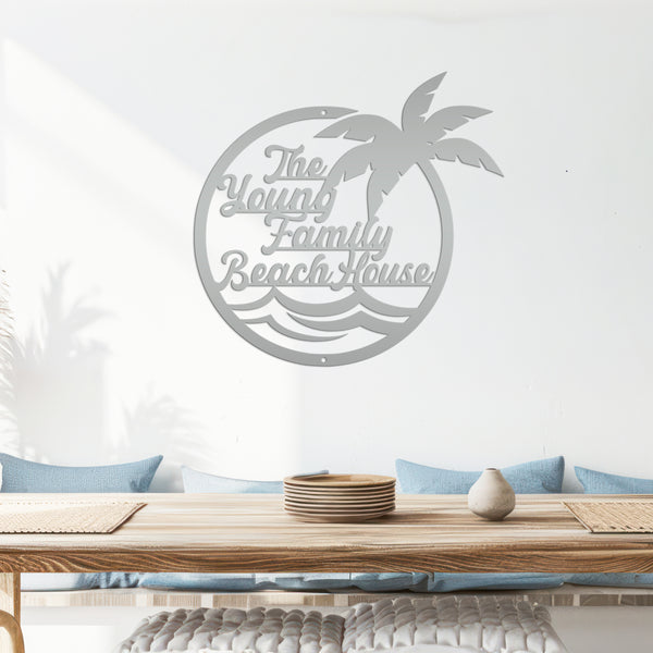 Personalized Palm Tree Pool Sign - Outdoor Tiki Bar Decor - Beach House Entryway Signs