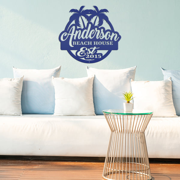 Personalized Palm Tree Family Beach House Outdoor Pool, Patio, Lake House, Beach House Wall Decor & Signs , Palm Tree Tropical Sign, Palm Tree Decor for the Wall