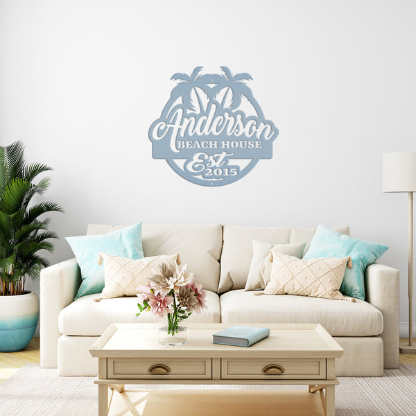 Personalized Palm Tree Family Beach House Outdoor Pool, Patio, Lake House, Beach House Wall Decor & Signs , Palm Tree Tropical Sign, Palm Tree Decor for the Wall