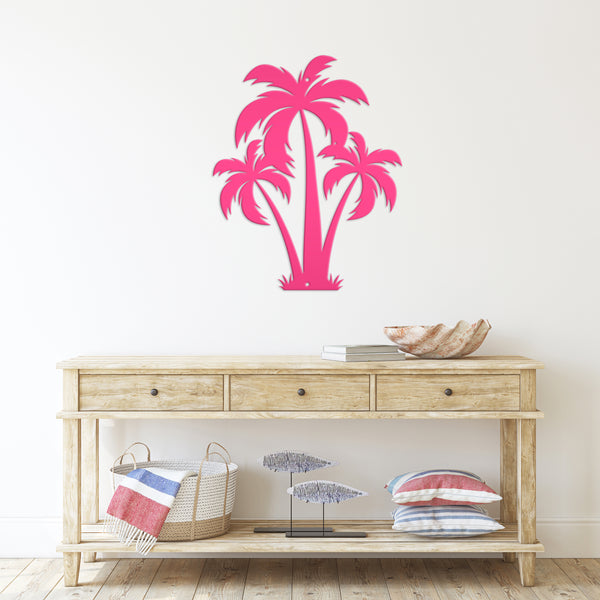 Tropical Wall Art: Grouping of 3 Palm Trees - Coastal Home Decor - Beach House Wall Hanging - Unique Outdoor Metal Sign - Housewarming Gift