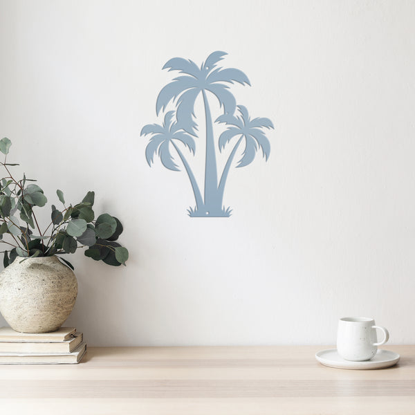 Tropical Wall Art: Grouping of 3 Palm Trees - Coastal Home Decor - Beach House Wall Hanging - Unique Outdoor Metal Sign - Housewarming Gift