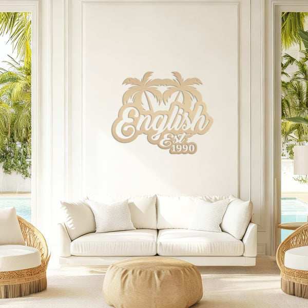 Personalized Palm Tree Metal Sign, Beach House Wall Decor & Art, Tropical Patio Sign, Palm Tree Sign , Palm Tree Decor