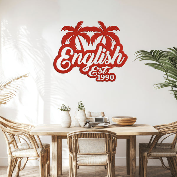 Personalized Palm Tree Metal Sign, Beach House Wall Decor & Art, Tropical Patio Sign, Palm Tree Sign , Palm Tree Decor