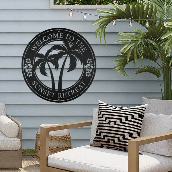 Personalized Tropical Patio or Pool Sign, Custom Tropical Sign