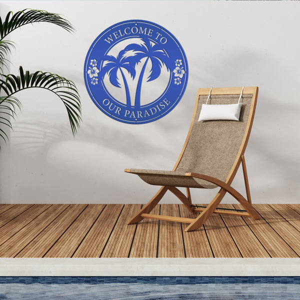 Personalized Tropical Patio or Pool Sign, Custom Tropical Sign