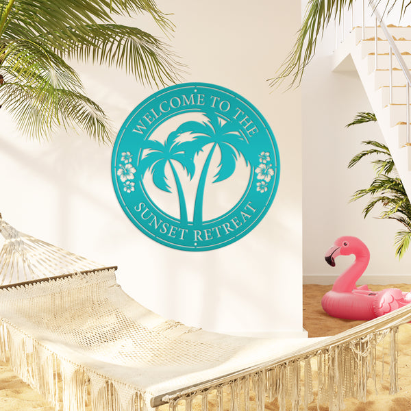 Personalized Tropical Patio or Pool Sign, Custom Tropical Sign