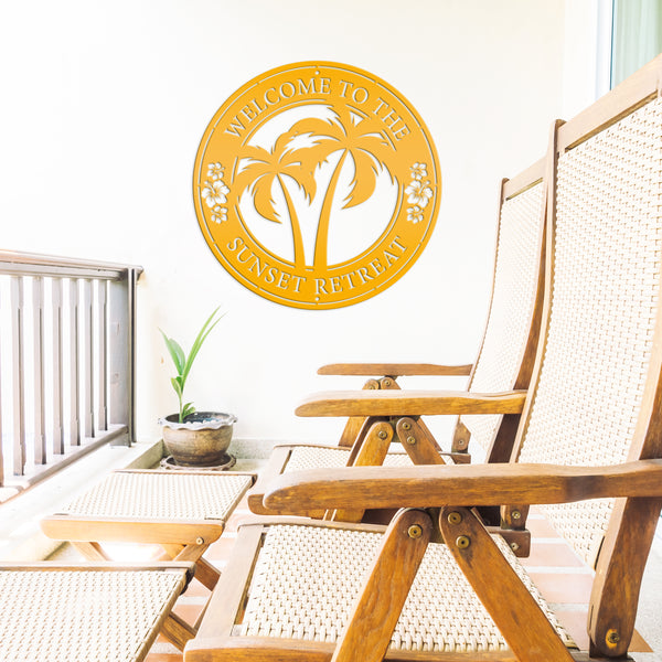Personalized Tropical Patio or Pool Sign, Custom Tropical Sign