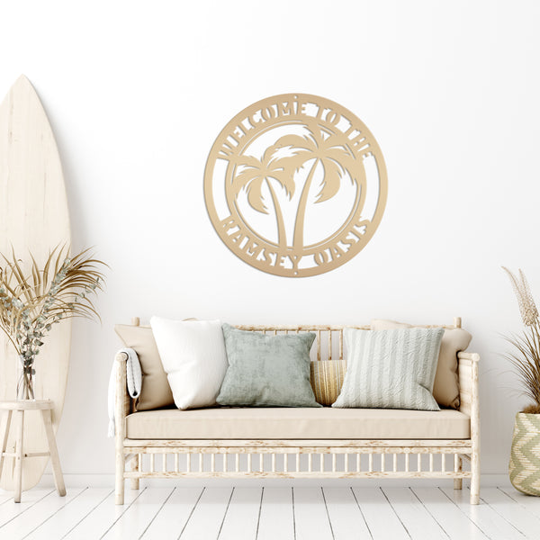 Custom Palm Tree Metal Sign - Personalized Home Decor - Beach House Address Numbers - Patio Wall Art - Outdoor Porch Signs