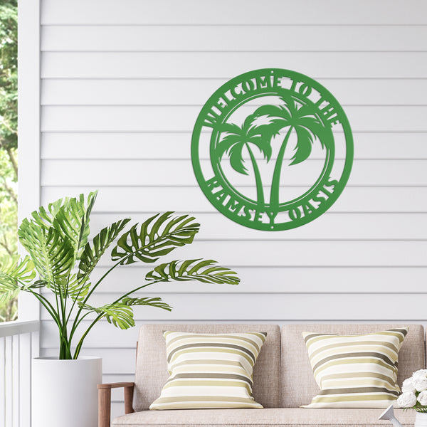 Custom Palm Tree Metal Sign - Personalized Home Decor - Beach House Address Numbers - Patio Wall Art - Outdoor Porch Signs