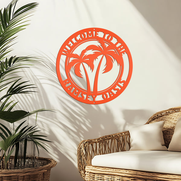 Custom Palm Tree Metal Sign - Personalized Home Decor - Beach House Address Numbers - Patio Wall Art - Outdoor Porch Signs