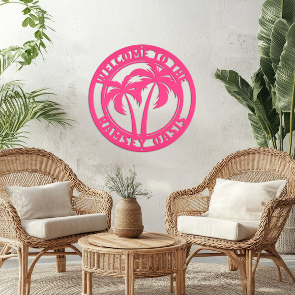 Custom Palm Tree Metal Sign - Personalized Home Decor - Beach House Address Numbers - Patio Wall Art - Outdoor Porch Signs
