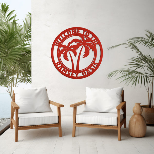 Custom Palm Tree Metal Sign - Personalized Home Decor - Beach House Address Numbers - Patio Wall Art - Outdoor Porch Signs