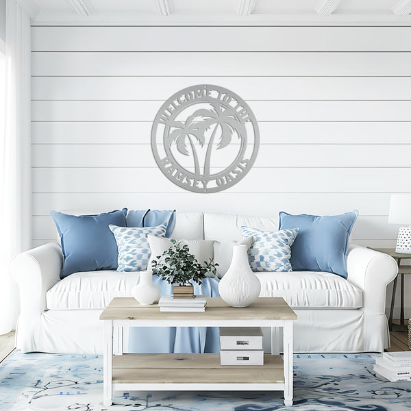 Custom Palm Tree Metal Sign - Personalized Home Decor - Beach House Address Numbers - Patio Wall Art - Outdoor Porch Signs