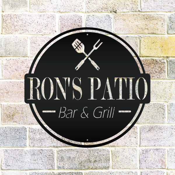 Personalized Patio Bar & Grill Metal Sign-Fathers Day Gift, Patio Oasis , Backyard Patio Decor & Wall Art, Patio Bar Sign for the Wall