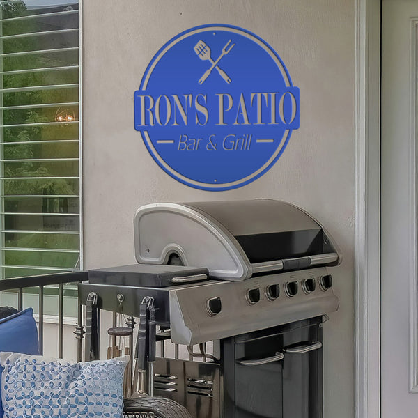 Personalized Patio Bar & Grill Metal Sign-Fathers Day Gift -Gift for Dad
