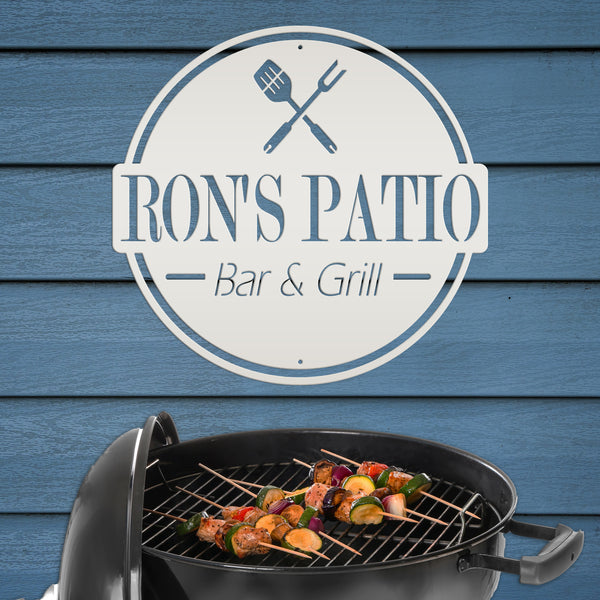Personalized Patio Bar & Grill Metal Sign-Fathers Day Gift -Gift for Dad