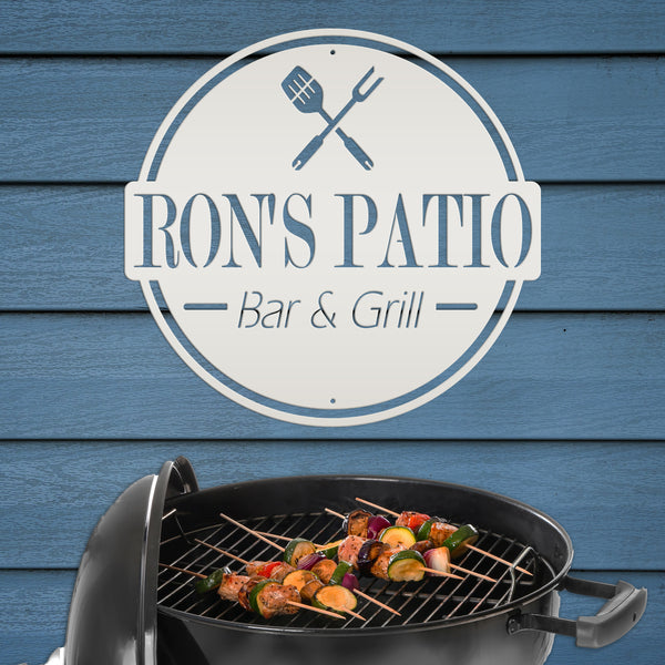 Personalized Patio Bar & Grill Metal Sign-Fathers Day Gift, Patio Oasis , Backyard Patio Decor & Wall Art, Patio Bar Sign for the Wall