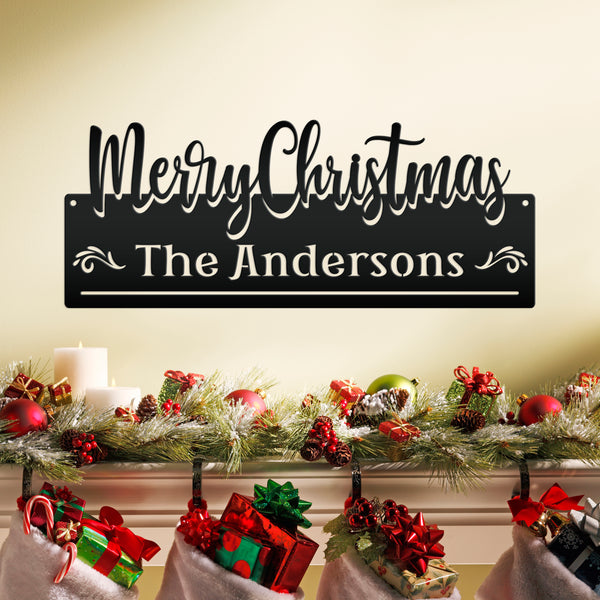 Personalized Family Name Merry Christmas Metal Sign