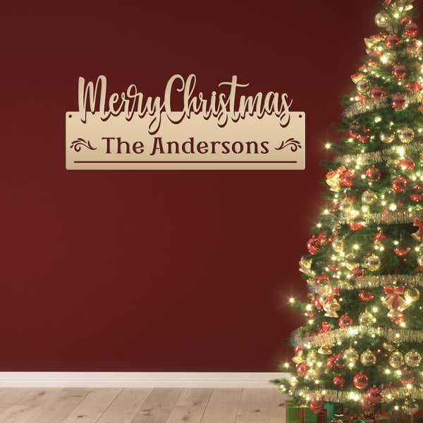 Personalized Family Name Merry Christmas Metal Sign
