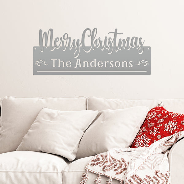 Personalized Family Name Merry Christmas Metal Sign