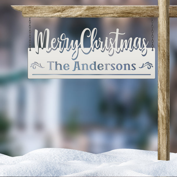 Personalized Family Name Merry Christmas Metal Sign