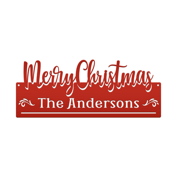 Personalized Family Name Merry Christmas Metal Sign