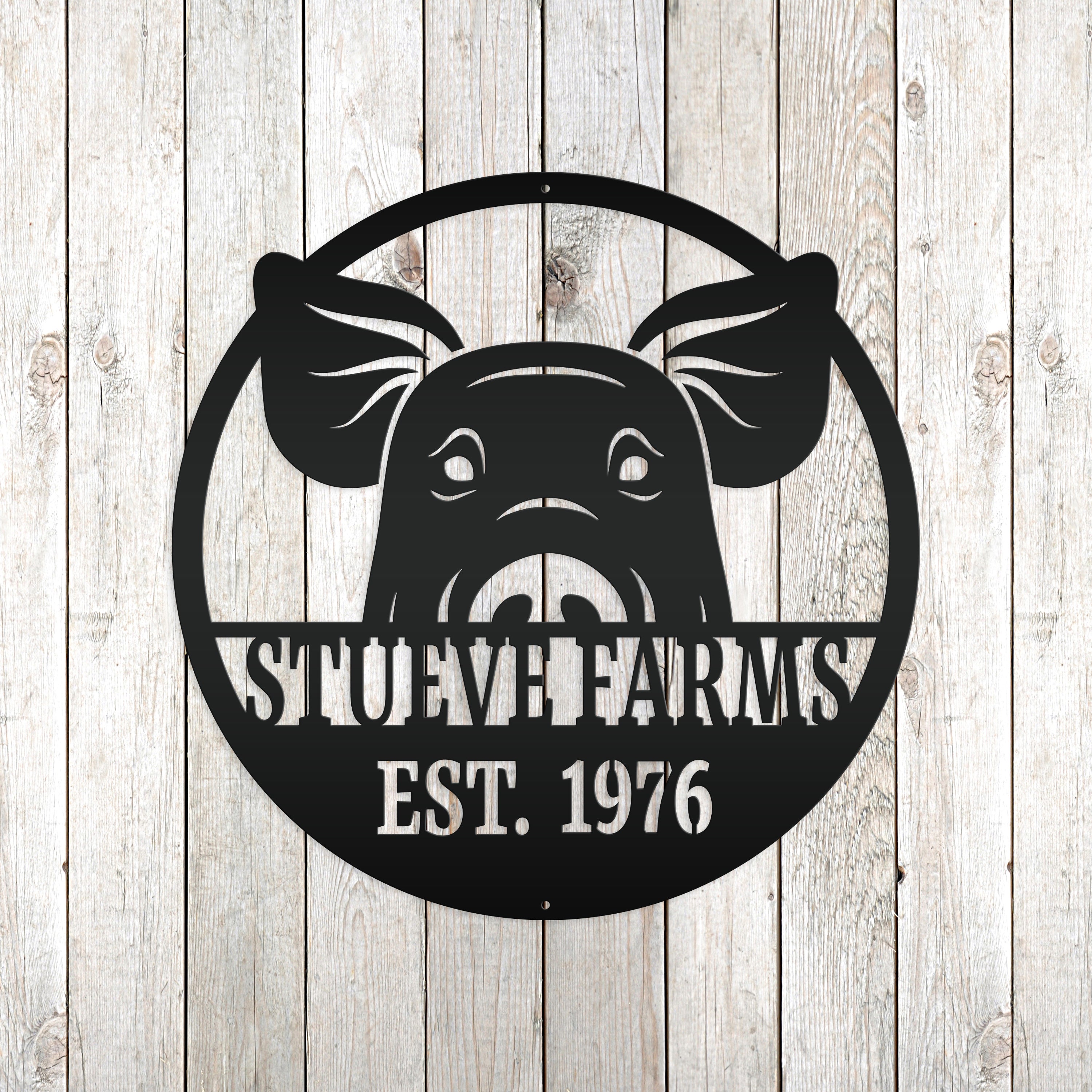 Farmhouse Pig and Market Typography Iron Wall Sign