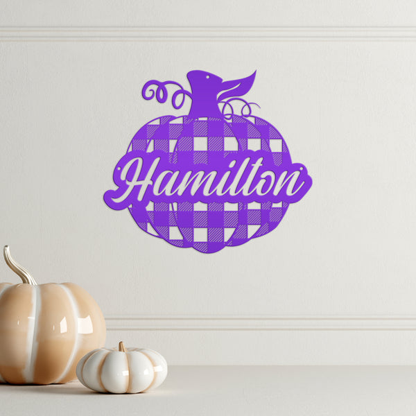 Custom Plaid Pumpkin Metal Sign - Autumn Decor- Fall Decor