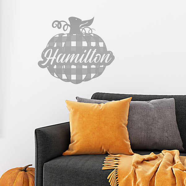 Custom Plaid Pumpkin Metal Sign - Autumn Decor- Fall Decor