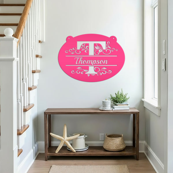 Unique Family Name Monogram Metal Sign for Home - Charming Farmhouse Decor - Elegant Wall Art - Gift for Wedding, Anniversary & Housewarming
