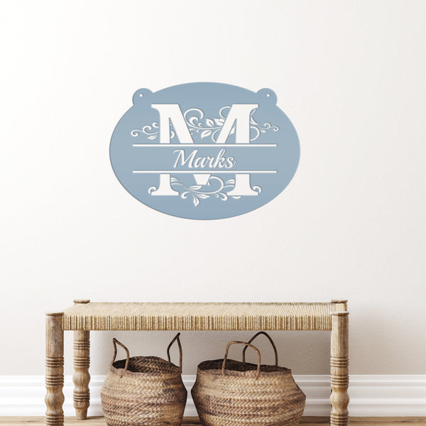 Unique Family Name Monogram Metal Sign for Home - Charming Farmhouse Decor - Elegant Wall Art - Gift for Wedding, Anniversary & Housewarming