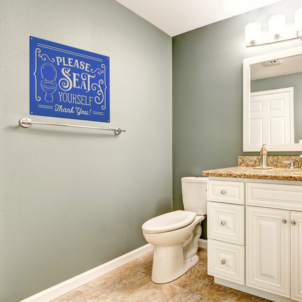 Please Seat Yourself Bathroom Metal Sign, Funny Bathroom Metal Sign, Bath-Shower House Wall Decor & Wall Art, Restroom Wall Hanging Art, Shower Room Funny Art, Funny Bathroom Sign and Sayings