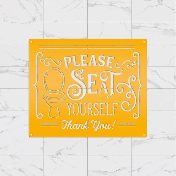 Please Seat Yourself Bathroom Metal Sign, Funny Bathroom Metal Sign, Bath-Shower House Wall Decor & Wall Art, Restroom Wall Hanging Art, Shower Room Funny Art, Funny Bathroom Sign and Sayings