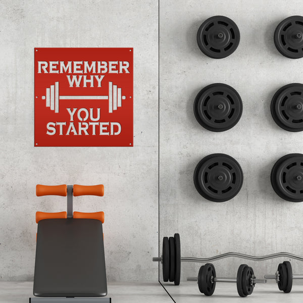 Remember Why You Started Home Gym Metal Sign-Home Gym Sign and Decor-Fitness Center-Workout Gym Signs-Motivational Gym Signs
