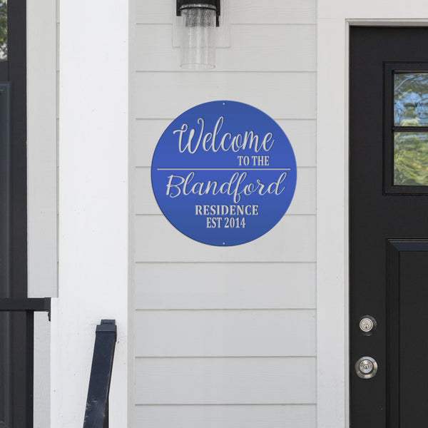 Personalized Welcome Sign, Round Front Door Sign, Business Sign, Elegant Front Door Sign