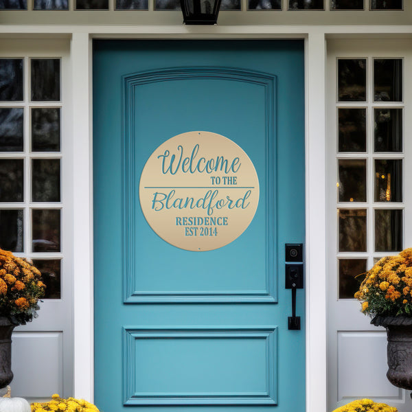 Personalized Welcome Sign, Round Front Door Sign, Business Sign, Elegant Front Door Sign