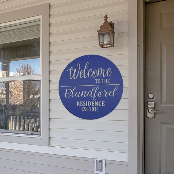 Personalized Welcome Sign, Round Front Door Sign, Business Sign, Elegant Front Door Sign