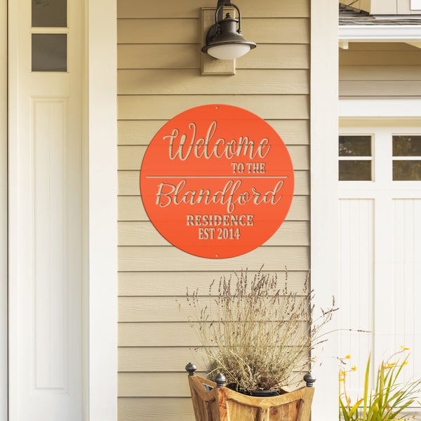 Personalized Welcome Sign, Round Front Door Sign, Business Sign, Elegant Front Door Sign