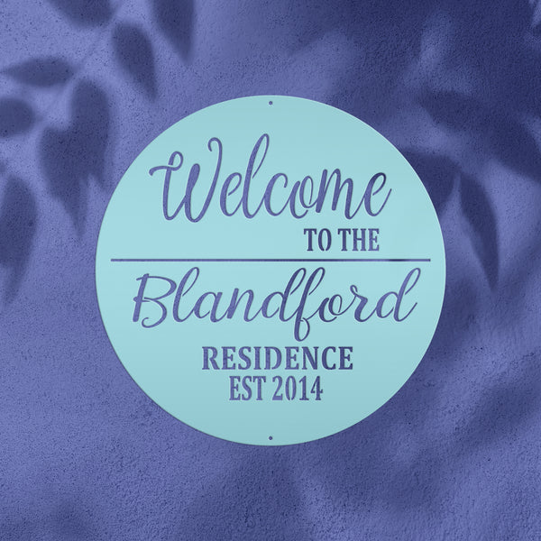 Personalized Welcome Sign, Round Front Door Sign, Business Sign, Elegant Front Door Sign