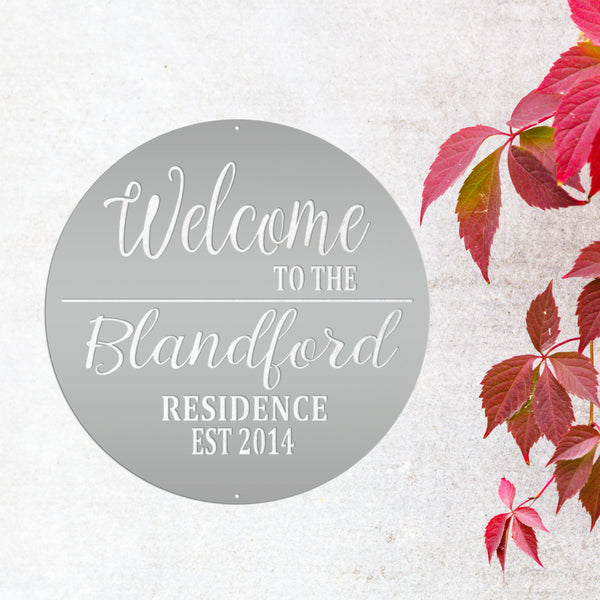 Personalized Welcome Sign, Round Front Door Sign, Business Sign, Elegant Front Door Sign