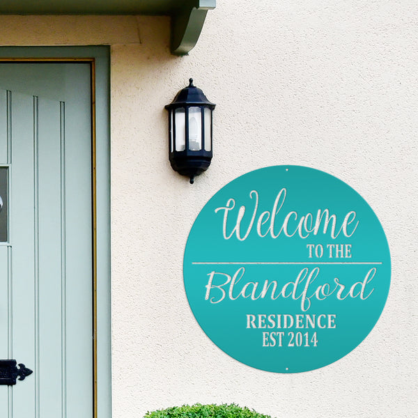 Personalized Welcome Sign, Round Front Door Sign, Business Sign, Elegant Front Door Sign