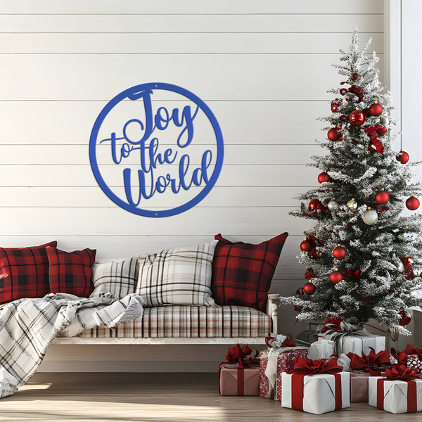 Round Joy To The World Christmas Décor Metal Sign