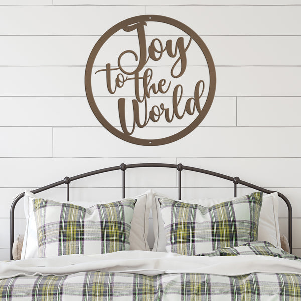 Round Joy To The World Christmas Décor Metal Sign
