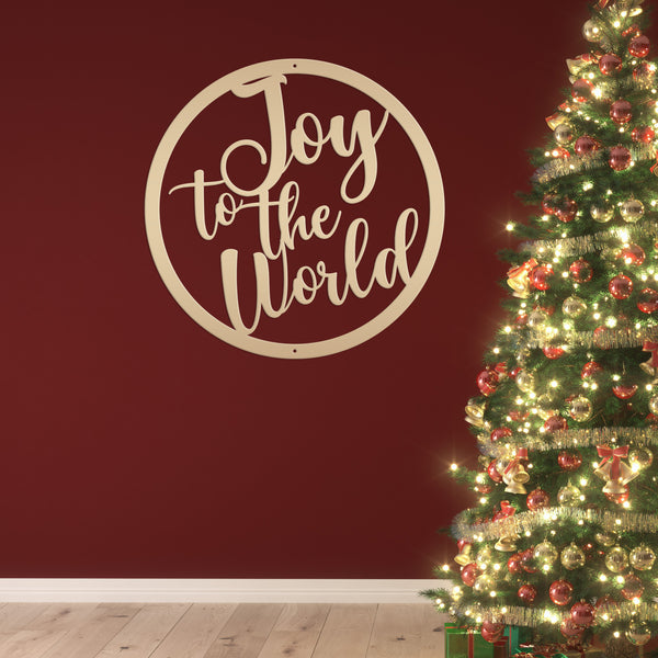 Round Joy To The World Christmas Décor Metal Sign