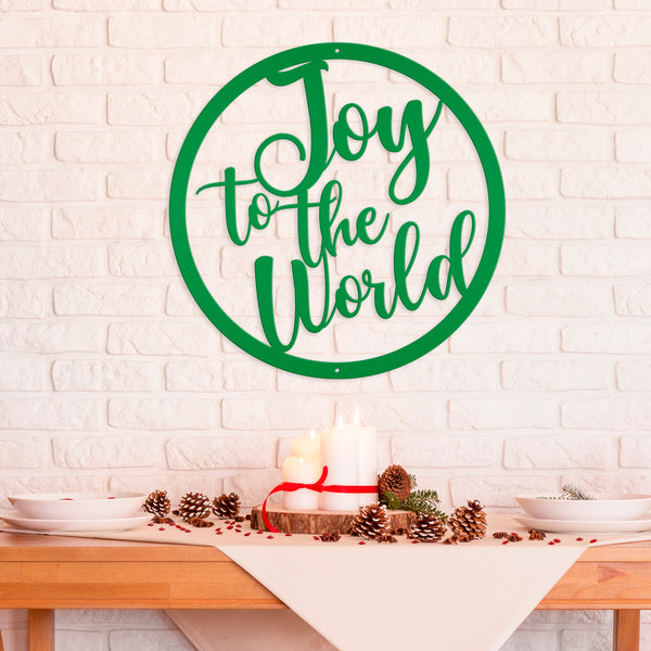 Round Joy To The World Christmas Décor Metal Sign