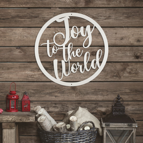 Round Joy To The World Christmas Décor Metal Sign