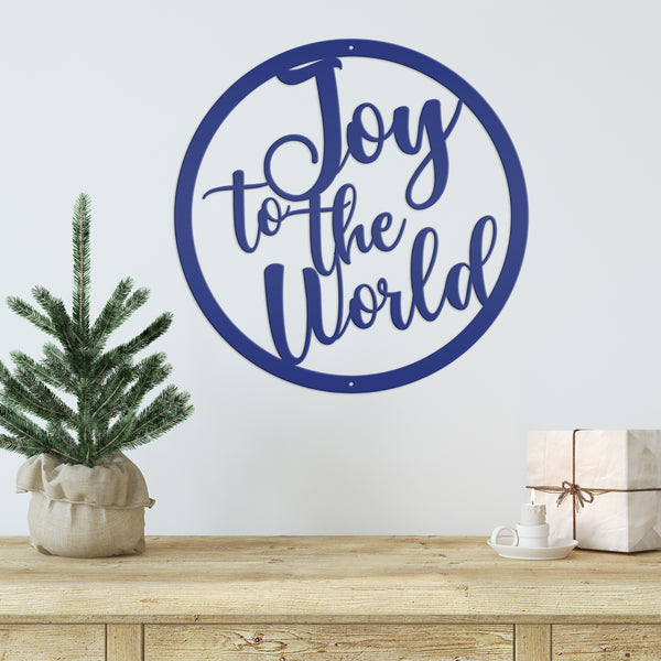 Round Joy To The World Christmas Décor Metal Sign