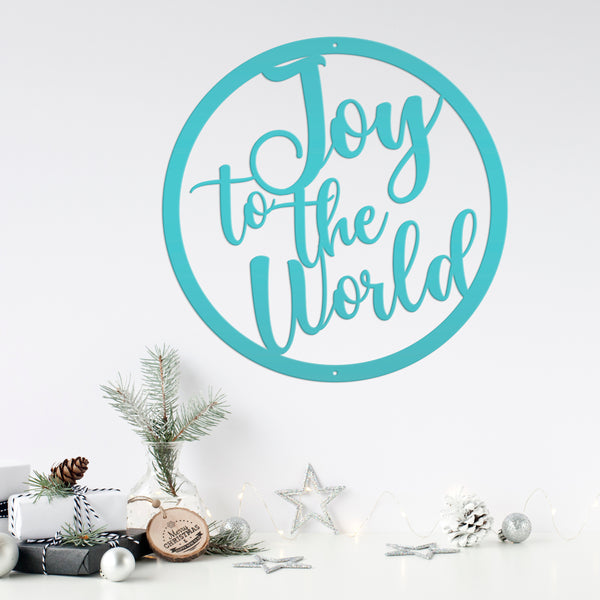 Round Joy To The World Christmas Décor Metal Sign