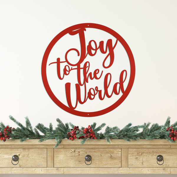 Round Joy To The World Christmas Décor Metal Sign