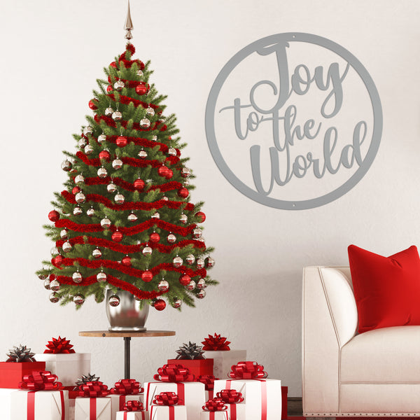 Round Joy To The World Christmas Décor Metal Sign